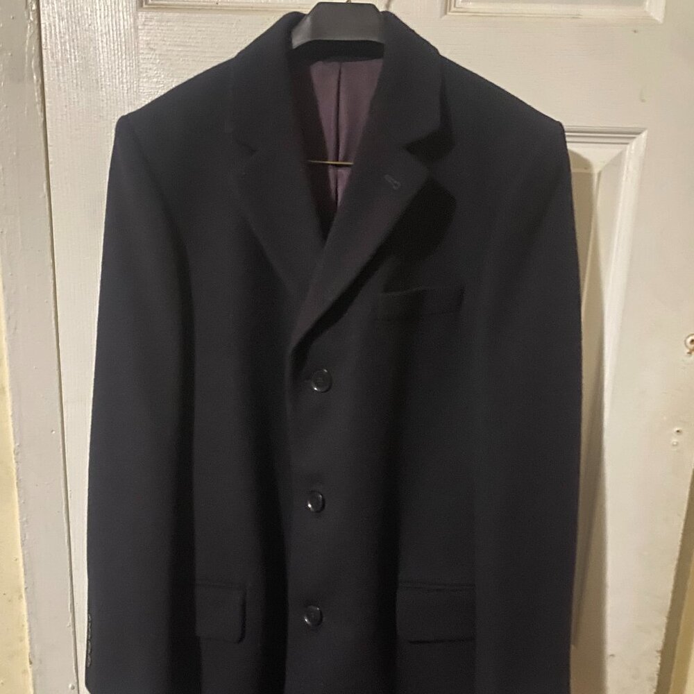 Charles Tyrwhitt Navy Italian Wool Cashmere Overcoat